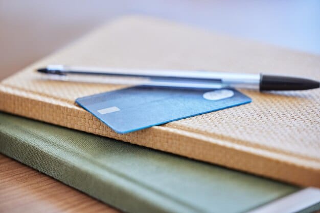 A close-up shot of a Social Security card with a pen resting on top of it. The background is blurred, focusing attention on the card details and a financial calculator.