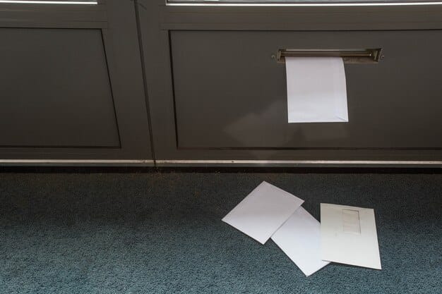 A close-up of an eviction notice taped to an apartment door. The focus is on the stark contrast between the official document and the worn-out door, highlighting the vulnerability of the tenant.