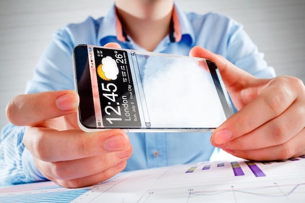 An image showing a smartphone with a banking app displaying a low balance alert. The composition includes a hand holding the phone, emphasizing the accessibility of mobile banking and the importance of real-time notifications.
