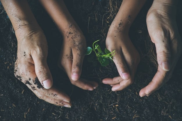Hands planting a tree sapling, symbolizing growth and nurturing for future generations.
