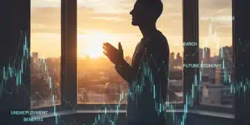 Person looking at a sunrise, symbolizing hope and new job opportunities amidst economic changes.